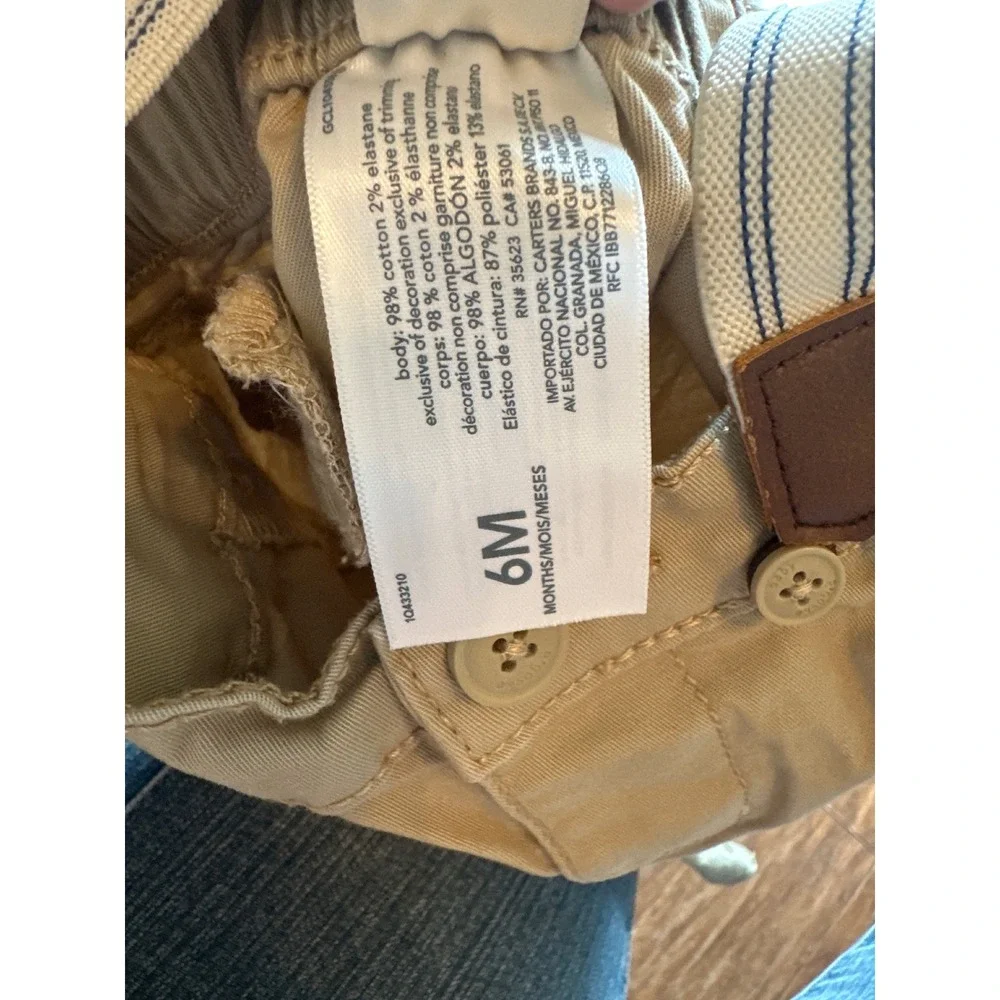 Baby Bgosh‎ 6M Khaki Pants w/ Suspenders Infant Toddler Neutral Outfit Clothes